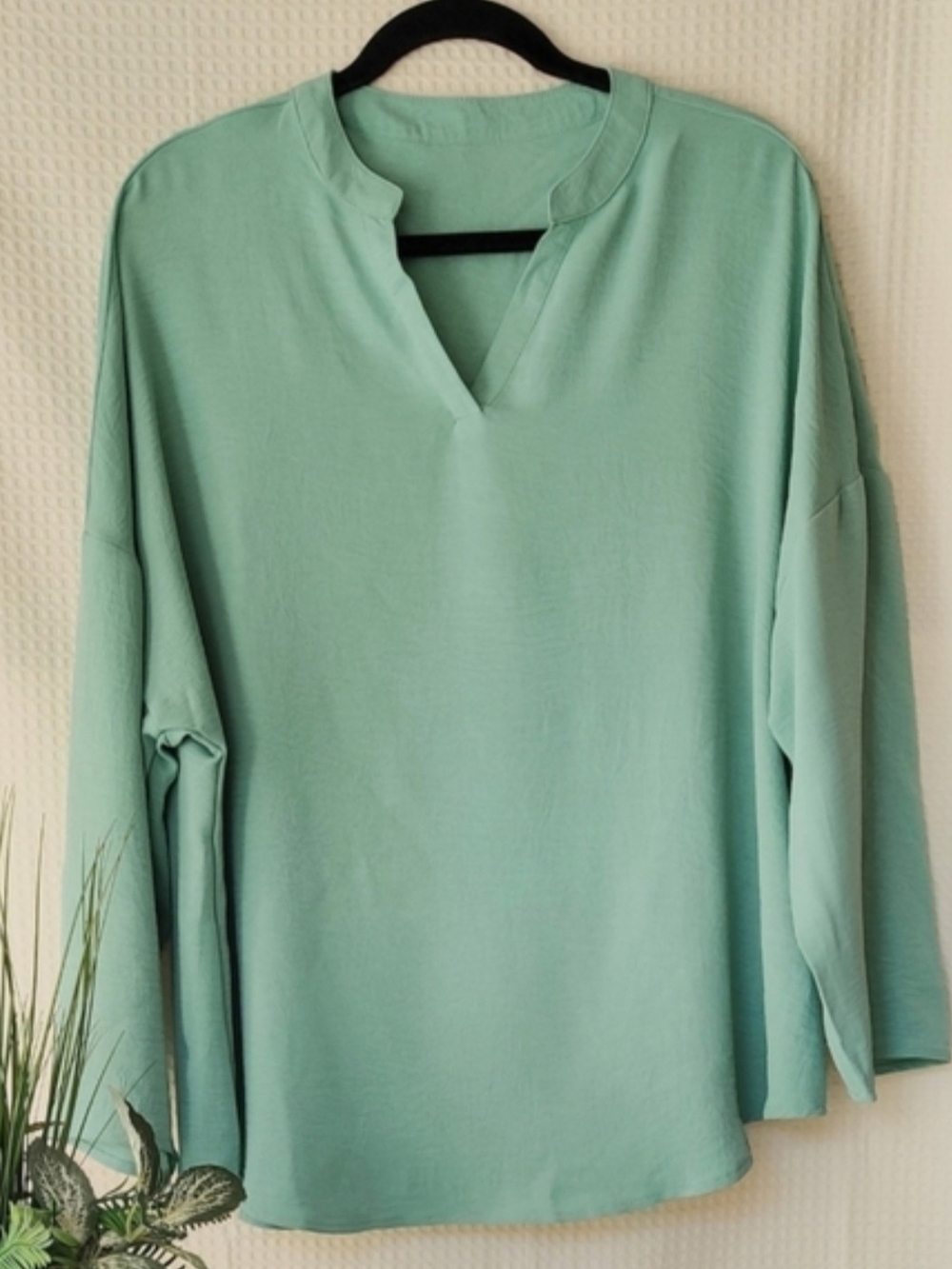 Shein Curve Mint Green 3/4 Sleeve Blouse Size 1XL